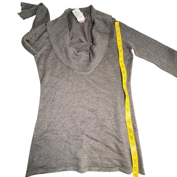 Y2K Brown Silver Metallic Lettuce Hem Long Top Going Out Top Wool Alpaca Size 6 - Picture 8 of 11